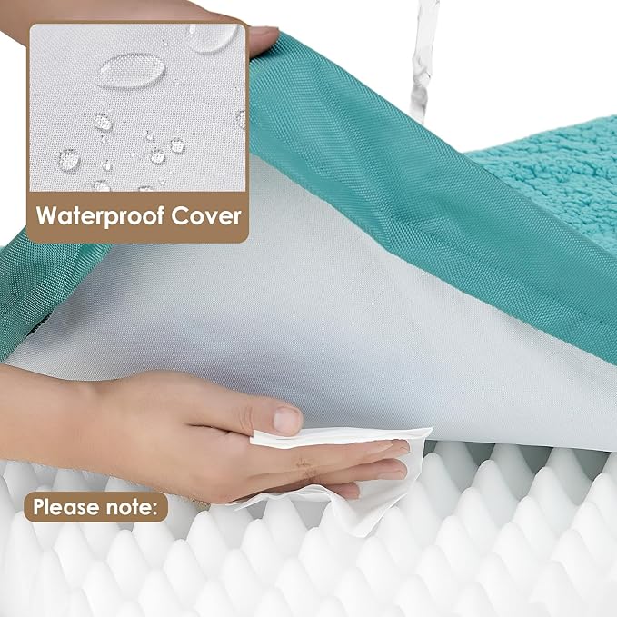 EHEYCIGA Orthopedic XL Dog Beds for Extra Large Dogs with Removable Washable Cover, Turquoise Blue, 44x32