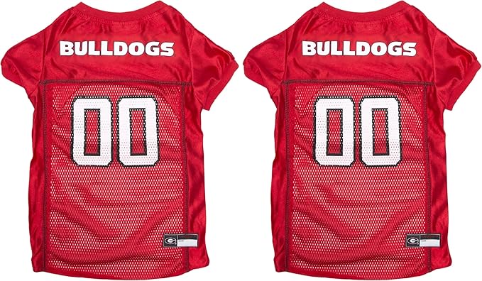 NCAA College Georgia Bulldogs Mesh Jersey for Dogs & Cats, X-Small. Licensed Big Dog Jersey with Your Favorite Football/Basketball College Team (Pack of 2)