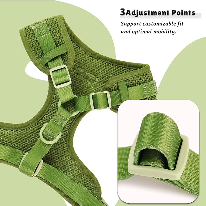 No Pull Dog Vest Harness for Small&Medium Dogs, Side Clip Adjustable Pet Vest, Soft Breathable, Fashion Dog Harnesses for Walking, Running, Shopping (Khaki Green, M)