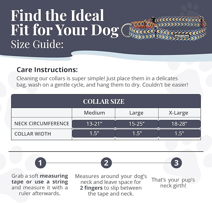 Lucky Love Dog Wide Martingale Dog Collar - No-Slip, Durable, & Soft Webbing 1.5 inch Martingale Collar for Dogs Male and Female Ideal for Training & Walking - Murphy, Large