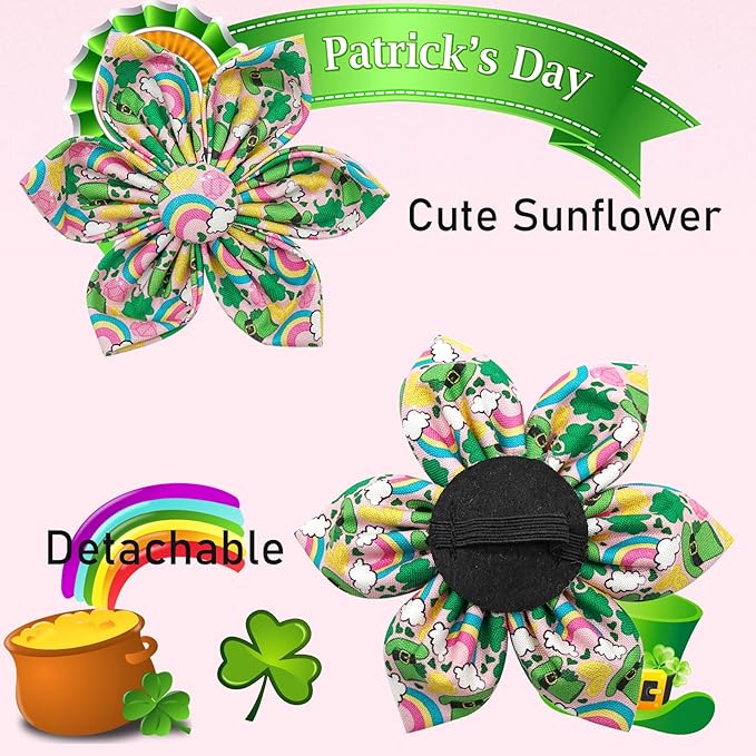 Elegant little tail St. Patrick's Dog Collar, Green Clover Dog Collars Cute Pet Gift Cute Puppy Flower Adjustable Pet Collars for X-Large Dogs