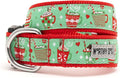 THE WORTHY DOG Collar for Large Dogs, Adjusts 15-21 inches, Durable Nylon Webbing, Quick Release Buckle, Holiday Lattes Pattern, Green, Large