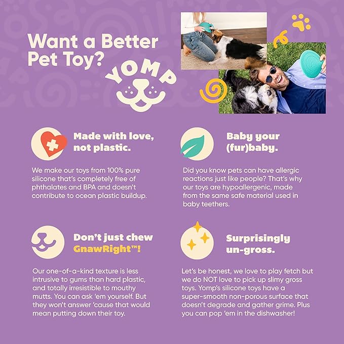 Yomp FetchFlyer Dog Frisbee – Interactive Flying Disc Toy for Soft and Medium Chewers - Outdoor Fetch Toy for Dogs – Made from Pet-Safe, Non-Toxic Silicone