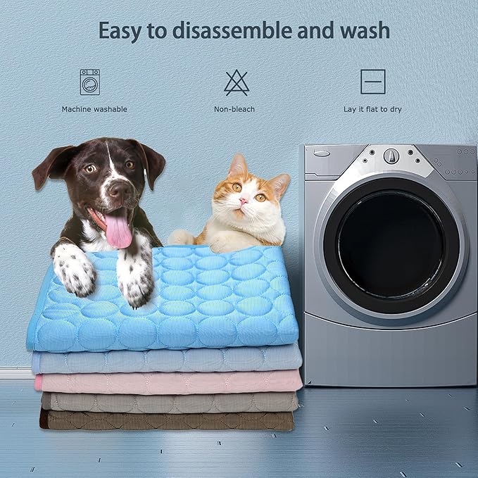 Dog Cooling Mat - 40" x 28" Washable Instant Cooling Pet Pad for Dogs & Cats, Pet Sleeping Bed for Indoor Outdoor in Summer, Portable Non-Toxic Kennel Puppy Crate Pad, Blue (XXL(60'' x 40''))