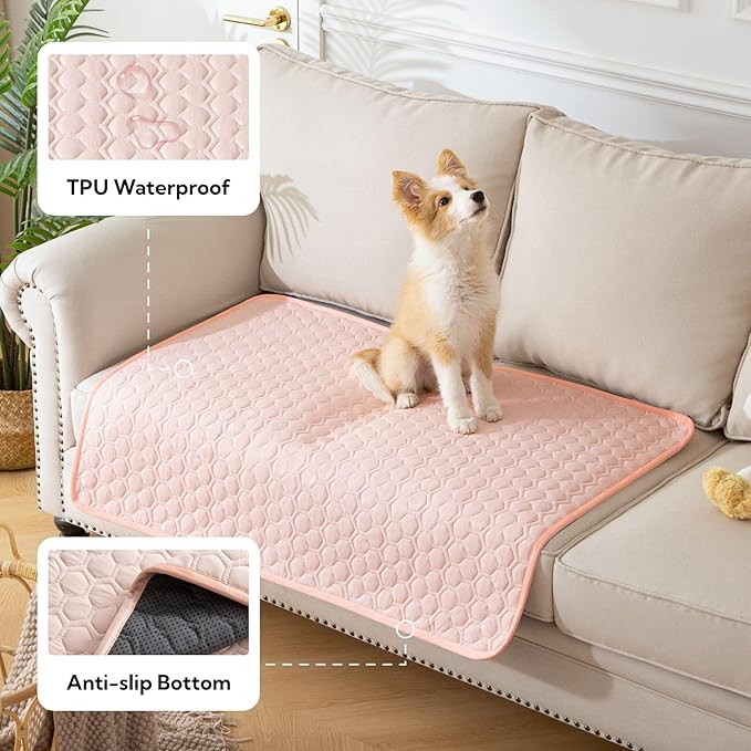 Soulbond Cooling Mat for Extra Large Dogs - 60"x80" Washable Cooling Pad for Puppy, QMAX>0.3, Anti-Slip Bottom, Portable Summer Pet Cool Kennel Bed Pad for Outdoor/Indoor/Cars/Travel Use, Pink