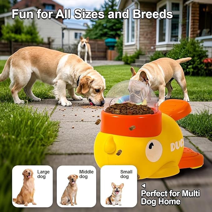 Duck Cat Treat Dispenser, Little Yellow Duck Cat Toy Treat Feeder, Ducks Puzzle Feeder for Cats, Interactive Ducks-Shaped Puzzle Feeder for Dogs, Slow Feeder for Pet Eating & Iq Training (White)