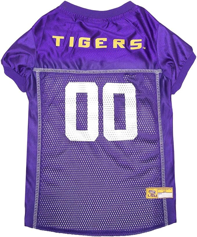 Pets First NCAA College LSU Tigers Mesh Jersey for DOGS & CATS, X-Large. Licensed Dog Jersey with your Favorite Football/Basketball College Team