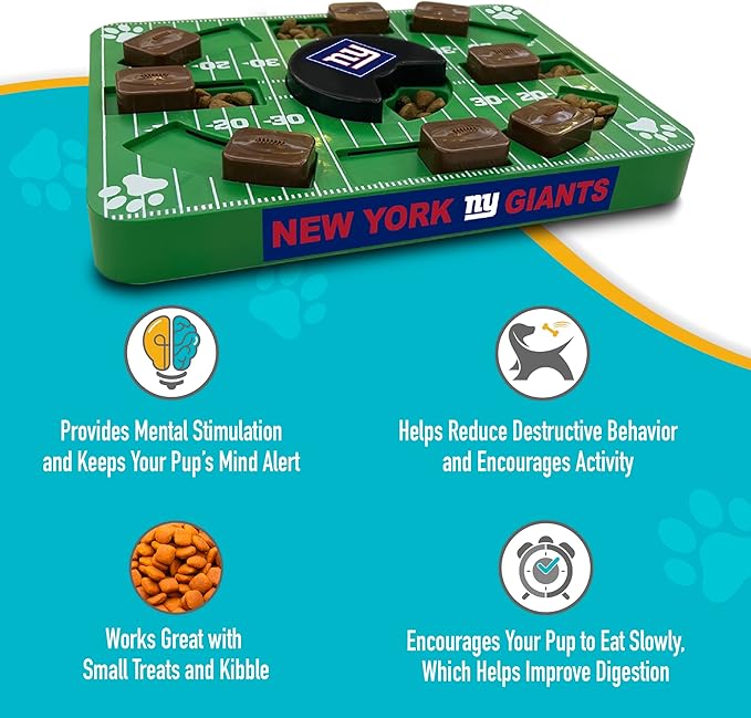 Pets First NFL New York Giants Puzzle Toy - Interactive Dog Treat Puzzle (Pack of 2)