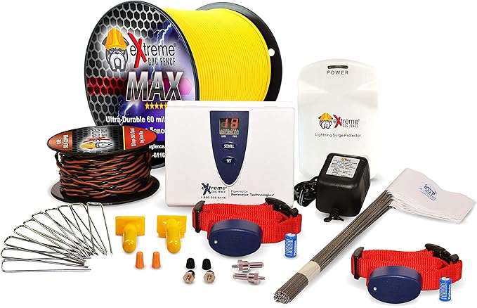 Extreme Dog Fence Max Grade Electric Dog Fence - 2 Dog Kit - 500 Feet of 14 Heavy Duty -Plus Maximum Duty Wire for Ultimate Performance and Reliability