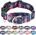 Martingale Collar for Dogs Floral Dog Collars for Small Medium Large Dogs with Buckle Adjustable Soft Nylon Dog Collar (Blue Pink Flower, XSmall)