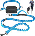 Hands Free Dog Leash with Waist Belt – No-Pull Bungee, Dual Padded Handles & Zipper Pouch for Running, Walking & Training – Adjustable Waist Leash for Large & Medium Dogs (Sky Blue)