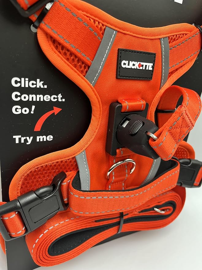 Clickette™ Magnetic Locking Harness and Leash (Orange, Medium)