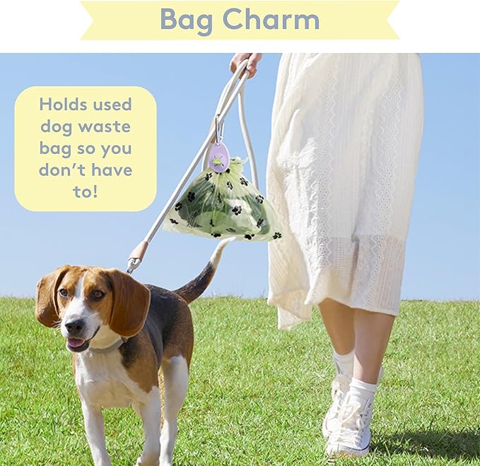 Dog Poop Bag Holder Charm for Hands-Free Carry of Used Poop Bag, Durable Eco-Friendly Silicone Dog Walking Accessory with Carabiner Clip - Mocha