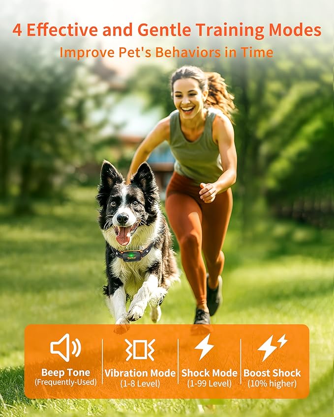 BarKar Dog Shock Collar with 4 Training Modes, IPX7 Waterproof Dog Training Collar with IPX4 Remote, 2600FT Electric Collar with Beep, Shock, Vibration & Shock Boost for All Breeds