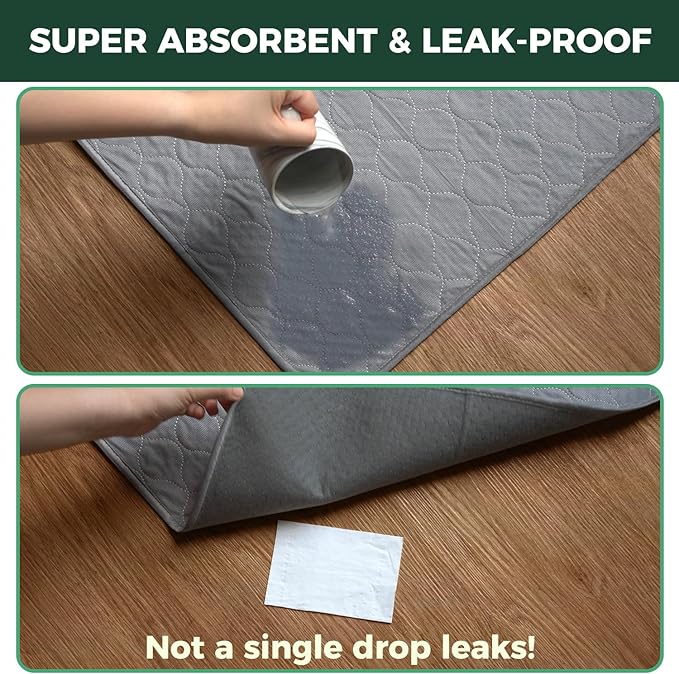 FXW Washable Pee Pads for Dogs, Leak-Proof & Non-Slip, Specifically Designed for Potty Training, 35" Square, Gray, 4 Packs