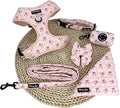 Medium Dog Collar and Harness Set – No Pull, All-Weather, Breathable Harness & Leash Set with Collar, Bandana, Sailor Bow & Poop Bag Holder – Adjustable & Soft - Teddy Coquette on Jacquard Fabric