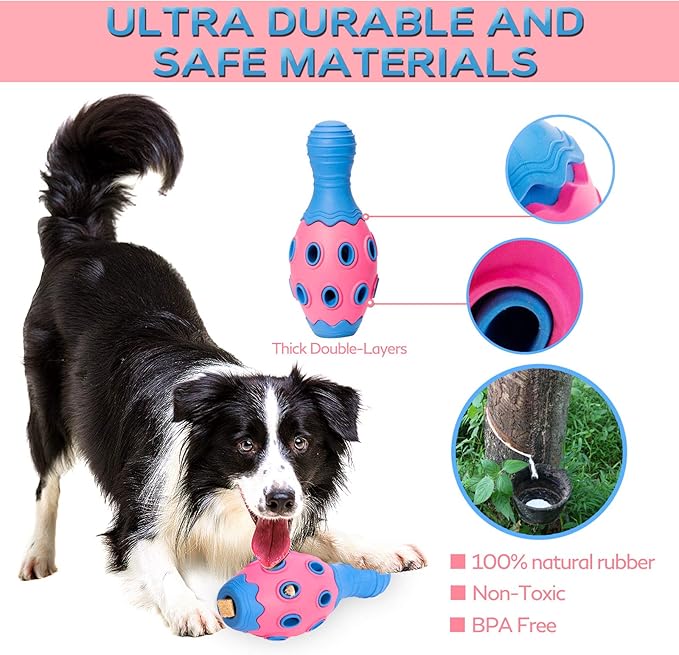 Tough Dog Chew Toys for Aggressive Chewers Large Breed Small Breed, Treat Dispensing Dog Puzzle Toy, Interactive Dog Squeak Toy Anxiety Relief Teething Toy