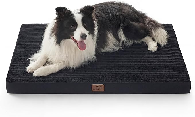 Bedsure ComfyFleece XL Dog Bed for Crate - Extra Large Orthopedic Pet Beds with Removable Washable Cover, NOT Waterproof Egg Crate Foam Mat for Pets Up to 80 lbs, 41"x27"x3.3", Not for Chewers