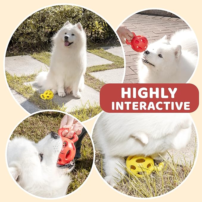 Durable Dog Chew Ball Toys - Interactive Tug-n-Toss Rubber Ball with Handle for Tug of War and Fetch, Kettlebell-Inspired Design, Ideal for Small, Medium, and Large Dogs, 3.94"x5.2" (2-Pack)