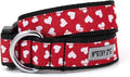 THE WORTHY DOG Adjustable Holiday Dog Collar for Large Dogs, Durable Nylon Webbing, Quick Release Buckle, Be Mine Hearts Valentine's Day Pattern, Red, Large