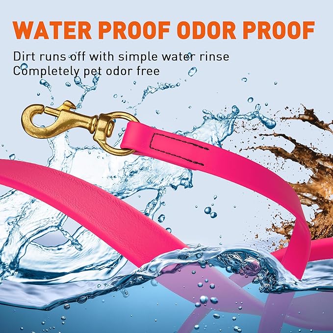 Viper Biothane K9 Working Dog Leash Waterproof Lead for Tracking Training Schutzhund Odor-Proof Long Line with Solid Brass Snap for Puppy Medium and Large Dogs, 20ft Passionfruit Pink