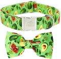 Tunkoo Dog Collar Avocado Floral Bow Tie Unique Style Super Soft Comfy Adjustable Cotton Collar with Premium Metal Buckle, for Puppy and Cat Small Medium Large Pet Supplies（Avocado，L）
