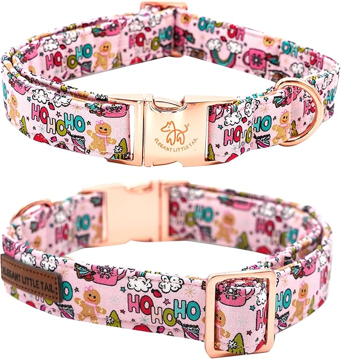 Elegant Little Tail Dog Collar with Flower, Christmas Dog Collar for Large Dogs