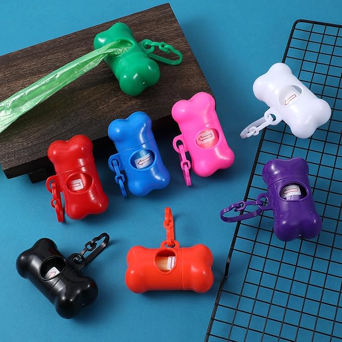40 Pcs Dog Poop Trash Bag Holder Dispenser Plastic Dog Poop Waste Bag Holder for Leash with Hook and Leak Proof for Walking Hiking Camping (Bone)