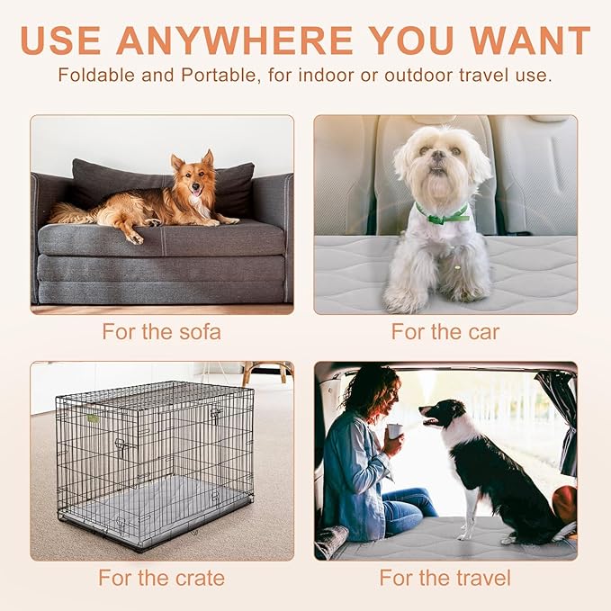 BEAUTYZOO Dog Crate Pad for Large Dogs, Washable & Detachable Kennel Mat, Anti-Slip Soft Fluffy Puppy Bed for Crate, Cage, and Car Travel, Cozy Sleeping Mattress, 42x28 Inches, Gray