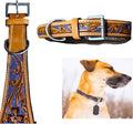 Majestic Ally Leather Dog Collar with Adjustable, Padded Fit for Walking, Hiking, and Running, Designer Western Wear for Puppies, Fancy Colors (Purple - Natural, Medium)