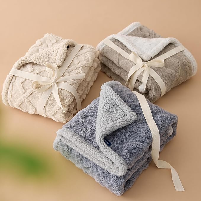 Bedsure Waterproof Dog Blankets for Large Dogs - Pet Blanket for Bed Couch Protector Washable, Premium Jacquard Coral Fleece Cat Throw Blanket, Soft Plush Reversible Furniture Protection, 60x80, Grey