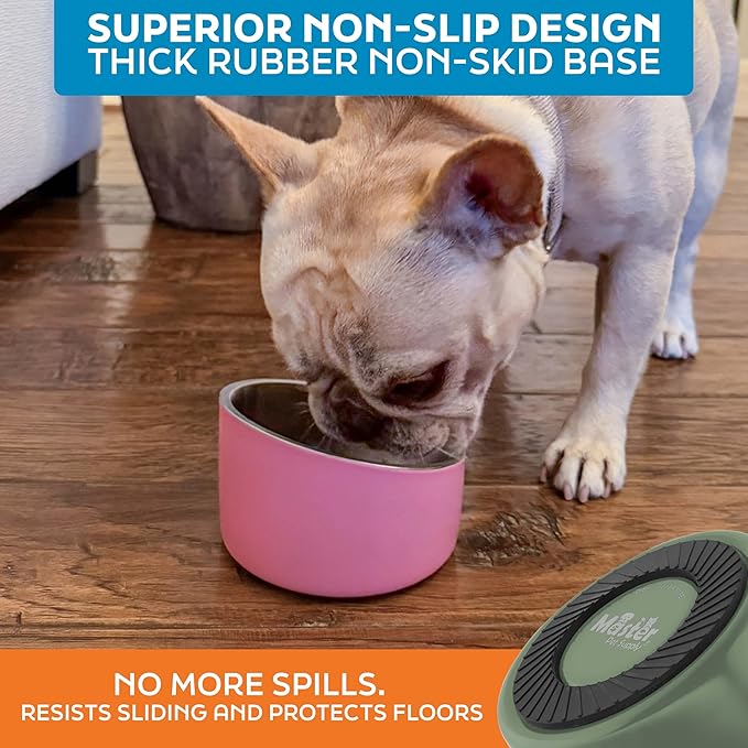 Master Pet Supply Stainless Steel Slanted Dog Cat Food Bowl - 8 oz Heavy Duty - Camo Patrol, Double Wall Insulated, Non-Slip Elevated Bowl for French Bulldogs Pugs Cats, Anti Rust Dishwasher Safe