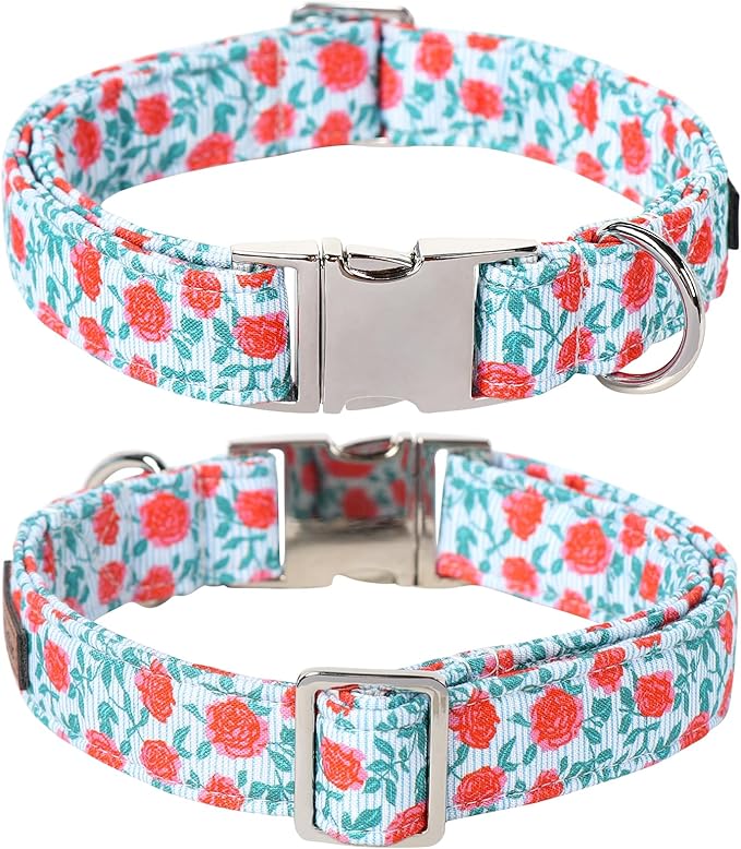 Lionet Paws Design Dogs Collar Cute Flower Sailor Bow Dog Collars for Girl Female Small Medium Dogs with Rose XS