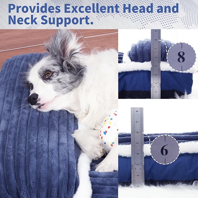 KHONSU PET Dog Bed with Pillow 3.5in Orthopedic Pad for Large Dogs up to 90 lbs Waterproof Removable Cover Machine Washable for Extra Large Dogs