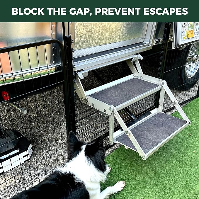FXW Rollick Unleashed Dog Playpen for Indoor, Yard, RV Camping, 50 inch 16 Panels Dog Pen with RV Step Grid for Large Dogs, Black│Patented