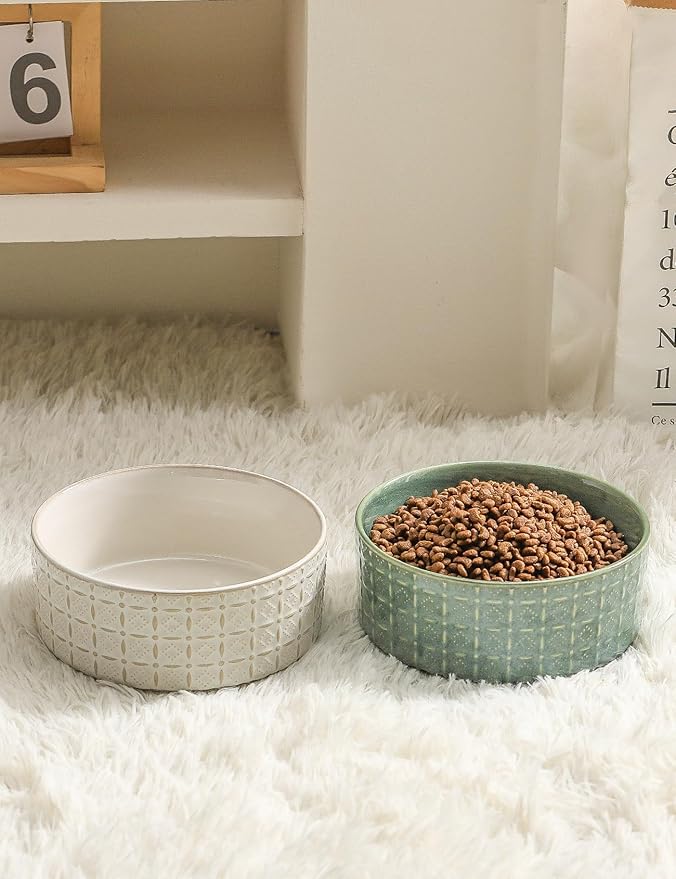 Ceramic Dog Bowls, Dog Food Bowls Water Bowl, 6.5inch Dogs Dishes for Middle and Small Size Dogs, Puppy Plates for Food, White