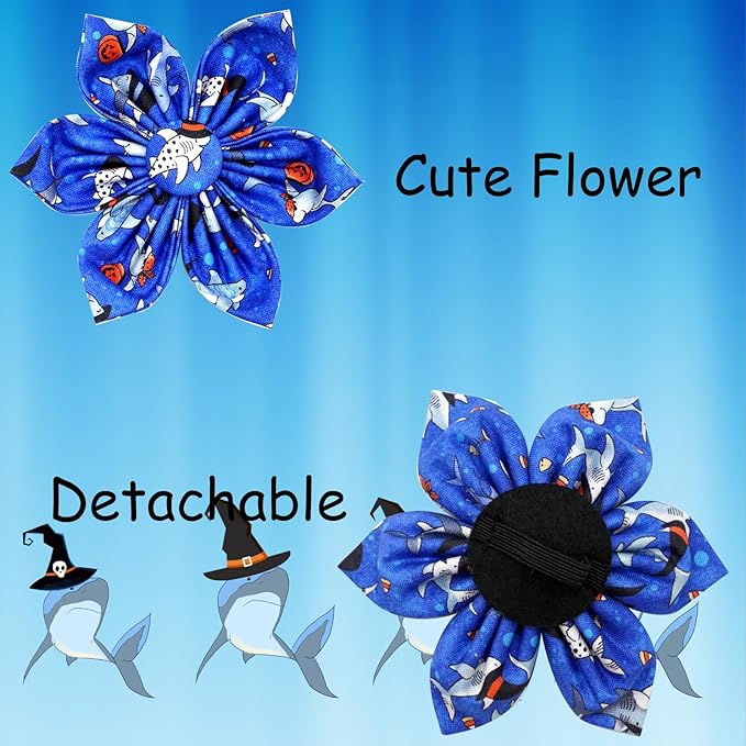 Elegant Little Tail Halloween Pumpkin Dog Collar with Soft Durable Flower Pet Collar for X-Small Dogs