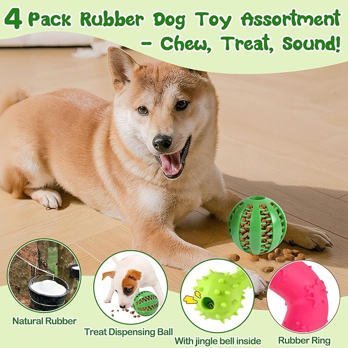 15 Pack Puppy Chew Toys for Teething, No Stuffing Squeaky Dog Toys Interactive Puzzle Toy, Dog Enrichment Toy Bundle with Tough Ropes, Treat Balls for Small Medium Large Dog to Keep Them Busy
