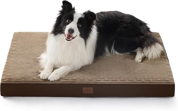 Bedsure ComfyFleece XL Dog Bed for Crate - Extra Large Orthopedic Pet Beds with Removable Washable Cover, NOT Waterproof Egg Crate Foam Mat for Pets Up to 80 lbs, 41"x27"x3.3", Not for Chewers