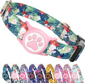 WhoseID Airtag Dog Collar,with Waterproof airtag Holder，Original Stylish Cute Pattern Design.QR Code ID Buckle，Comfortable Soft Cotton for Small Medium Large Dogs