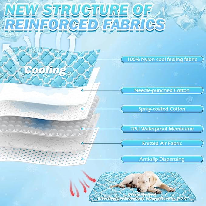 EXPAWLORER Dog Cooling Mat-28.3''*47.2'' Upgraded Extra Large Cooling Pad for Dog Dogs Cats Pets in Summer Keep Cool,Washable,Non-Slip Blanket for Grate Sofa Bed Outdoor