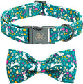 Elegant little tail Easter Dog Collar, Bunny Print Dog Collars with Bow Girl Boy Pet Collar Bowtie Spring Holiday Pet Collars Adjustable Collar for X-Small Puppy