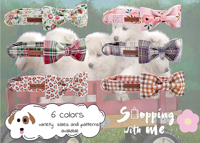 Elegant little tail Dog Collar with Bow, Comfotable Dog Bowtie, Bowtie Dog Collar Adjustable Dog Collars for Small Medium Large Dogs and Cats