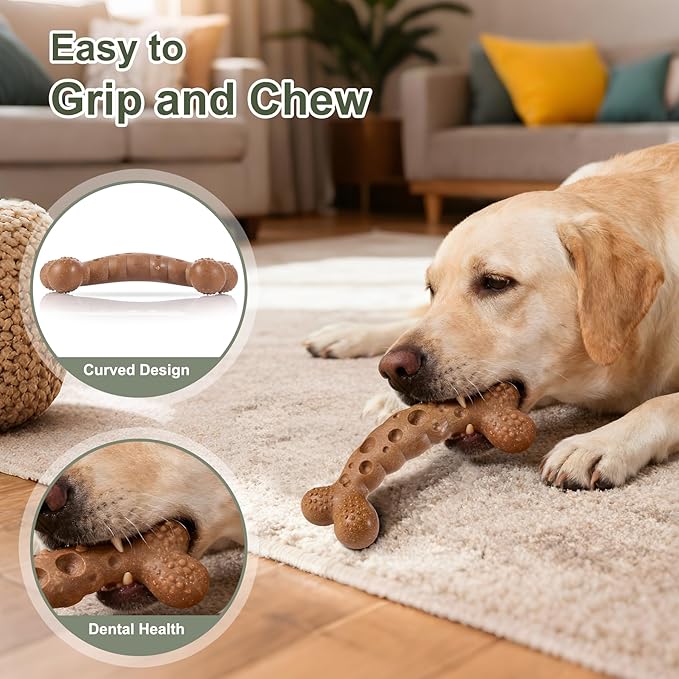 Dog Chew Toys for Aggressive Chewers 2 Pack Tough Dog Bone Toy for Small Medium Large Breed to Keep Them Busy (Medium/Large-Under 60LBS, Bacon Flavored)