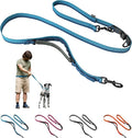 Hands Free Dog Leash - Waist Leash for Walking and Hiking with Medium and Large Dogs, Adjustable 4 to 6 FT Bungee Lead with Traffic Handle by Nuvuq (18-120 lbs, Blue)