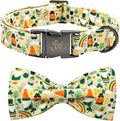 Elegant little tail St. Patrick's Dog Collar, Green Clover Print Sturdy Soft Dog Collars Pet Gift Puppy Bowtie Adjustable Pet Collars for X-Large Dogs