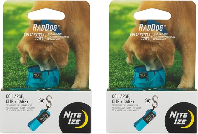 Nite Ize RadDog Collapsible Bowl - Convenient & Compact Food Bowl for Pets - Durable Traveling Water Bowl - Multipurpose & Leak-Proof - Durable Dog Bowl - Blue (2 Pack)