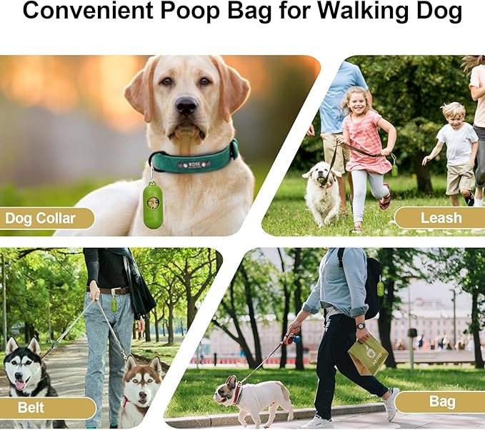 Dog Poop Bags Rolls With Dispenser, Strong and Leak-proof Waste Bags for Pets, Floral Scented, 420 Count (28 Packs of 15), 13 Inch x 9 Inch (Khaki)