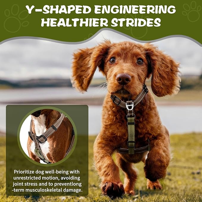 Dog Harness,Adjustable No Pull Dog Harness,Y-Shaped Design,Buckle-Neck Balance Harness with Reflective, Ideal for Dog Training Hiking, Easy Walk Harness,Durable High-Tensile Nylon Blown-L