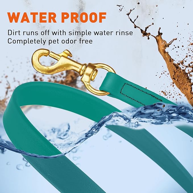 Viper Biothane K9 Working Dog Leash Waterproof Lead for Tracking Training Schutzhund Odor-Proof Long Line with Solid Brass Snap for Puppy Medium and Large Dogs, 20ft Blue Aqua